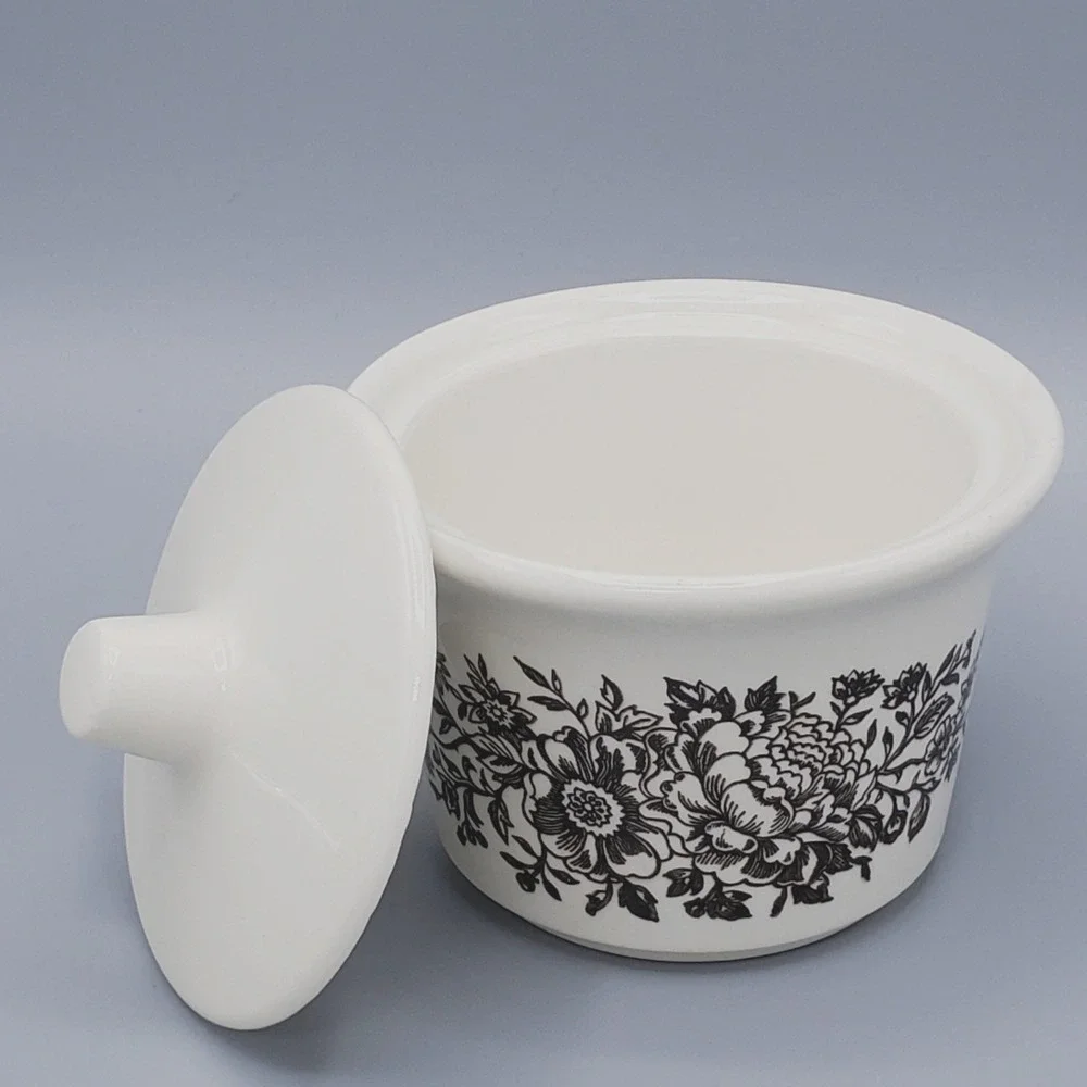 VTG‎ Royal China Ironstone Creamer Covered Sugar Bowl Sussex Brown Flowers Retro